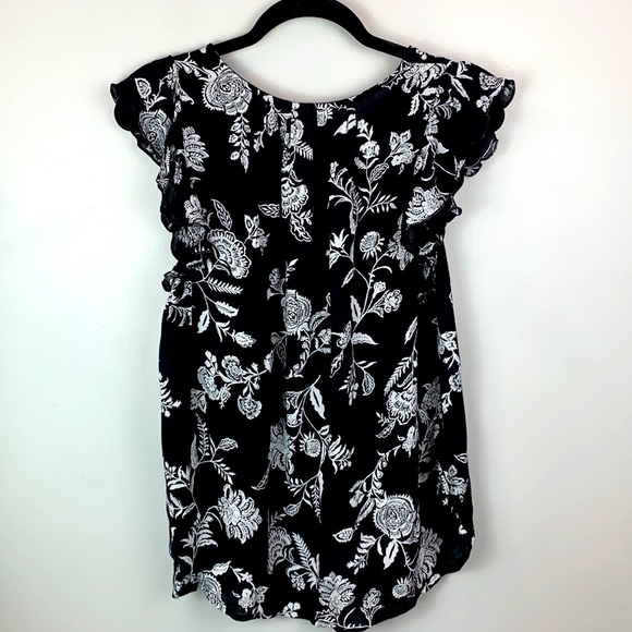 Old Navy Ruffled Crinkle-Texture Printed Tie-Neck  Blouse NEW! - Picture 4 of 7